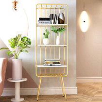 Nordic living room partition decoration Creative storage rack Storage rack Bedroom floor-to-ceiling nail bookshelf Wall shelf Gold