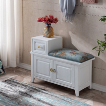 Light luxury solid wood white shoe-changing stool can sit on the shoe cabinet European-style bed end stool household shoe rack household shoe stool entrance stool