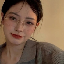 Makeup artifact glasses ins wind frameless glasses Female student Korean version anti-blue light radiation eye protection myopia has a degree