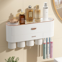 Toilet toothbrush shelve bathroom wall-mounted electric toothbrush rack washing table free of perforated toothpaste comb