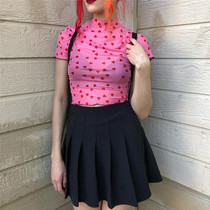 ROCKMORE American Spice Girls High Waist Pleated Skirt Short Skirt White Skirt Anti-walking College Style A- line Skirt Female