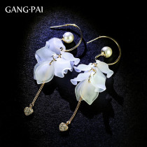 Silver Needle 2021 New Tide Flower Earrings Female Korean Long Temperament Earrings Advanced Sense French Net Red Long Ear