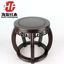 Redwood drum stool solid wood antique kite stool round small low stool vase bonsai flower few blue and white porcelain fish tank base