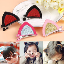 Korean version of the three-dimensional cat ear childrens hair clip Sequin ear baby adorable headdress side clip jewelry a pair of price hot sale