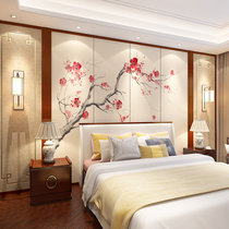 Modern Chinese flower and bird living room sofa Wall film soft bag custom TV background wall art hard bag artificial leather
