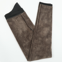 Slip warm pants Mens velvet slim-fit youth suede one-piece cotton pants Mens thin high-waisted large size De Velvet autumn pants