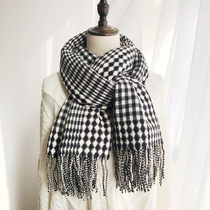 Plaid scarf female autumn and winter Korean version thickened all-match dual-use shawl student ins cute girl bib male