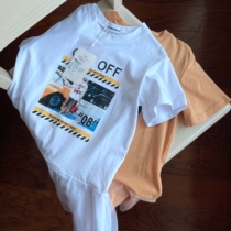 S12589 Summer Girls Short Sleeve Cotton Round Neck T-shirt Skirt-4 5