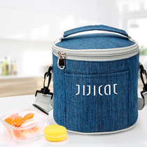Insulation bag Round bento box Tote bag Canvas childrens rice bag bucket bag Bento bag lunch bag lunch box pocket small