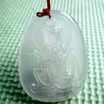 Shaanxi Lantian Jade Natural Jade pendant White Chalcedony Guanyin Pendant Mens pendant