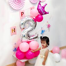 Silver Digital 0123456789 Column Childrens Birthday Party Arrangement Baby Hundred Days Balloon Decoration