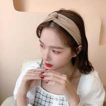 Korean chic style wide-brimmed hair band headdress small fresh sweet face hair band Simple Sen womens department cross-type headband