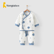 Tongtai autumn and winter 0-3 months new baby male and female baby clothes home warm kimono lace underwear set