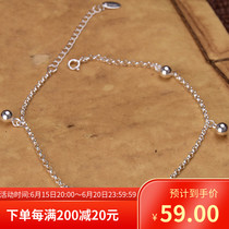 Foot Silver 990 Fresh brief about 100 hitch Personality Ankle Womens Ancient Wind Hollowed-out Palace Bell Foot Chain Birthday Present