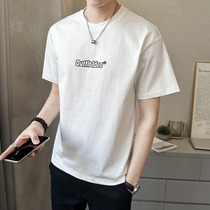 Short sleeve t shirt male white little T2023 summer new embroidery loose tide brand pure cotton speed dry collar tide leading man