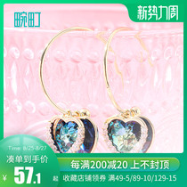  Wanning earrings female summer oceans beloved heart sapphire ear hook earrings show face thin gentle sweet drop earrings