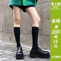 Small P Good product shop half slippers female 2021 New pine cake bottom a pedal leather lazy people wear Muller shoes