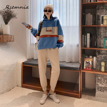 Rsemnia fashion sports suit womens casual long-sleeved hooded temperament loose thin warm plus velvet fitness clothing