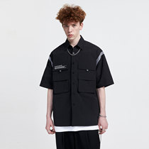 FPA (VENGETICE)reflective strip pocket short-sleeved shirt street tooling men and women national tide brand half-sleeved shirt