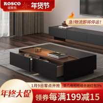 Modern minimalist coffee table TV cabinet combination Black Oak pattern liftable living room locker creative tea table