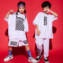 Childrens street dance suit boy hip hop summer short sleeve damp clothing Korean version hiphop clothes girl jazz dance little girl