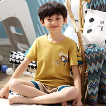 Childrens pyjamas summer thin young boy short sleeve stay-at-home summer pure cotton boy CUHK boys home conserved monkey