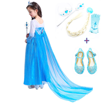 New ice and snow queen dress girl Aisha dress long cloak mop dress birthday costume