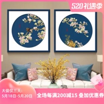 KS Cross embroidered frescoed and elegant 2-link painting 2020 new living room Xuanguan Restaurant Wind scenery Line embroidered by hand yourself