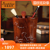 Banderas mahogany crafts floating carving zodiac Tiger Wood carving tiger pen holder new business gift