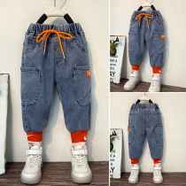 Baby jeans spring 2021 male childrens new Korean version handsome spring and autumn casual sports pants foreign pants tide