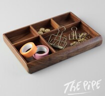 Black walnut desktop storage box log Office Mobile phone key porch jewelry stationery Solid Wood Wood glove box