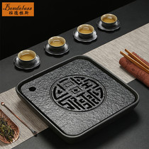 Banderas black gold stone tea tray home simple small tea table square water storage tray kung fu tea set tea sea