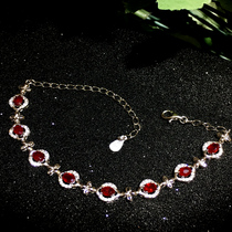  925 silver gilded ruby bracelet with inlaid natural ruby stone Dimensions 3 * 4mm flattery sparkling