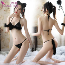 Sexy cat girl three-point lingerie show passion uniform temptation suit Cute cat tail tease 6915