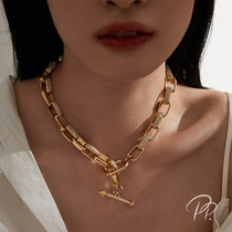 PP Ornament Original Palace Cuba Necklace Women Summer Niche Design Ins Hip Hop Street Metal Retro Lock Bone Chain
