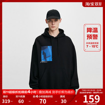 FPA Space Unreal Portrait Hooded Sweater National Tide Brand Trend Hip Hop Street Casual Black Hoodie Jacket Men