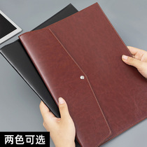 A4 mens business leather file bag large capacity portable simple data file bag high-grade waterproof storage bag bid bag thickening company official document contract bill bag custom printed logo