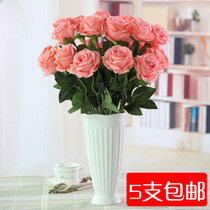 Special price Single rose simulation flower silk fabric fake flower Living room dining table floor decoration flower bouquet 5