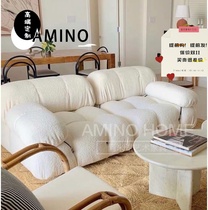 AMINO) Nordic ins retro lamb velvet bread small sofa apartment designer art module sofa multi-person