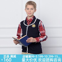 Eaton Ghost school uniform childrens clothing British knitted vest boys and girls cotton round lapel waistcoat 15B030
