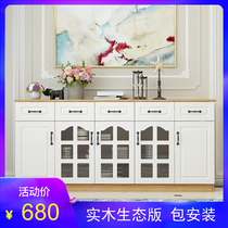 Solid wood dining side cabinet Modern simple kitchen cupboard Living room side cabinet locker with door panel shelf Tea cabinet