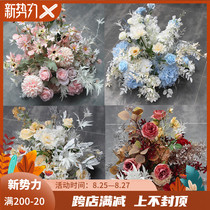  New wedding road lead flower simulation flower four-leaf clover road lead flower catwalk road lead flower wedding hall banquet decoration flower