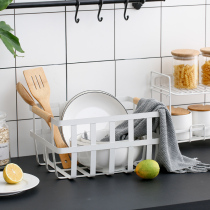 Home Iron Art Containing Basket Kitchen Trays Containing Basket Double Handle Hand Glass Storage Tank Disposal Basket Debris Finishing Basket