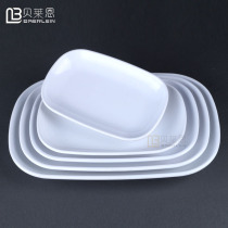 Chinese style melamine tableware imitation porcelain plastic plate towel plate saucer rice plate thick fried noodles plate long square plate Rice Bowl Bowl powder plate