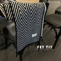 Salt series bifacial scarves with herringbone tattooed Korean egg warm autumn winter black-and-white rice imitation cashmere surrounding neck shawl men and women