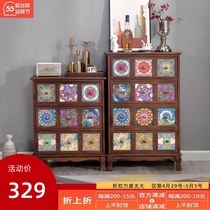 Living room containing cabinet drawer-type shelve locker lockers solid wood bucket cabinet furniture painted bucket cabinet Xuanguan decoration