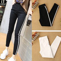 South Korea black leggings women wear autumn and winter new sports high waist plus velvet leggings pants tide brand