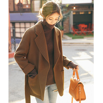 Advanced senses double face cashmere big coat woman 2021 Winter new Korean version small subshort wool suit jacket