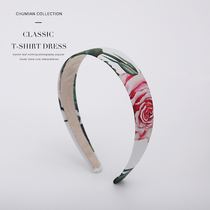 Yining girl hair hoop wide edge floral temperament girl hair accessories simple fabric children hair card multi-color Princess headband