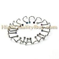 20 colorful rhinestone steel screw nose rins studs bar pin